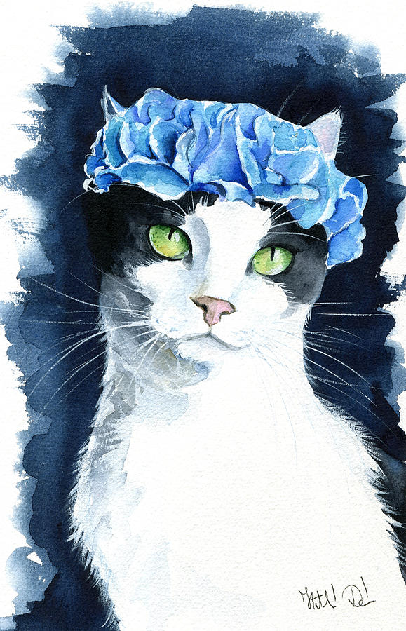 Cosmo - Tuxedo Cat Painting Painting by Dora Hathazi Mendes