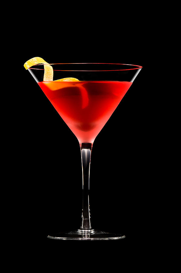 Cosmopolitan Cocktail In Front Of A Black Background Photograph