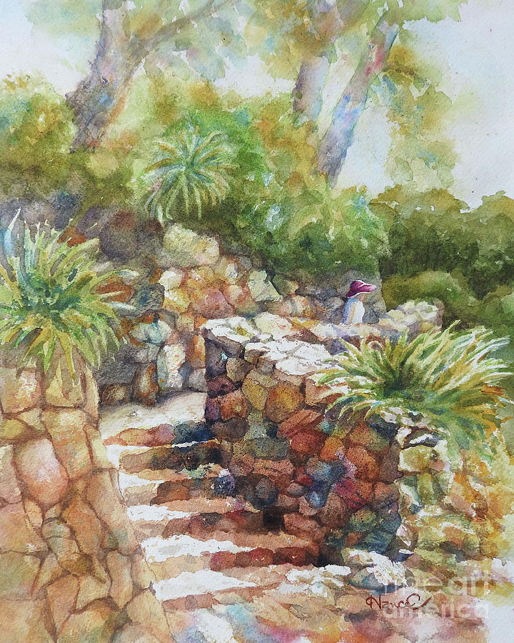 Costa Brava Garden Path Painting by Nancy Charbeneau