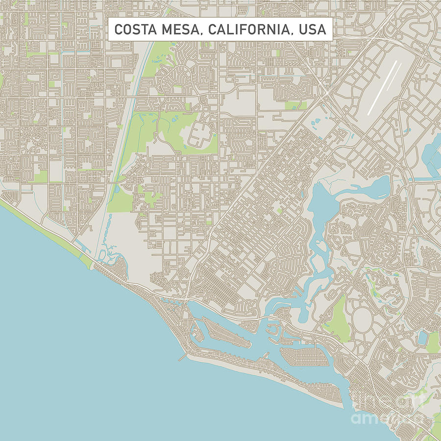 Costa Mesa Digital Art - Costa Mesa California US City Street Map by Frank Ramspott