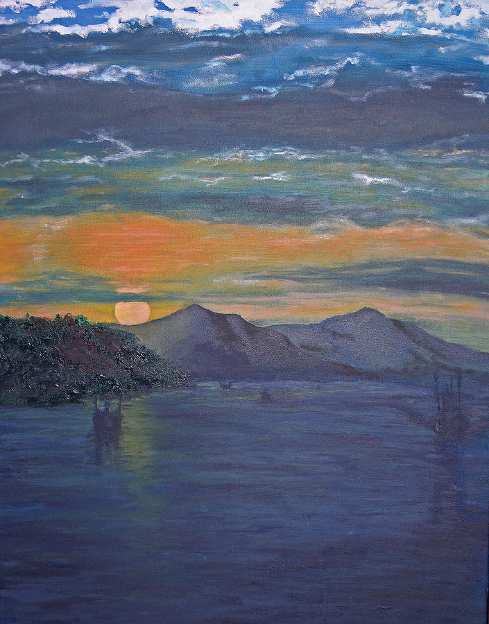 Seascape Painting - Costa Rica Sunset by Ladonna Idell Seascape Painting - Costa Rica Sunset by Ladonna Idell