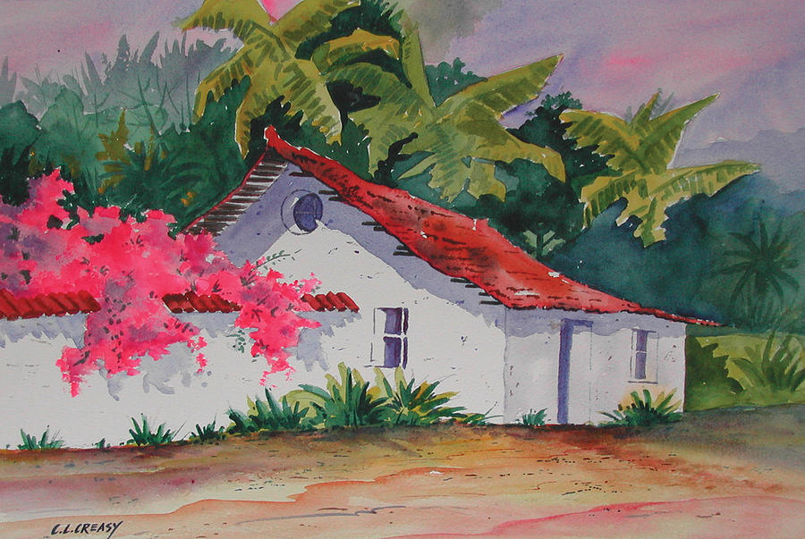 Costa Rican cottage Painting by Chuck Creasy
