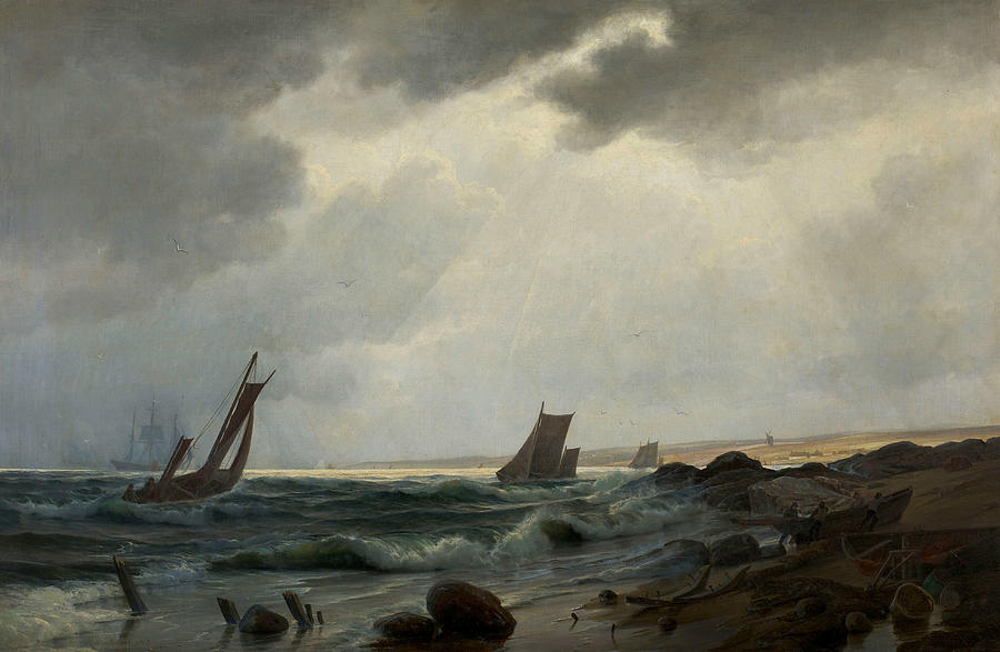 Costal Scene North of Aarsdale Painting by Holger Drachmann