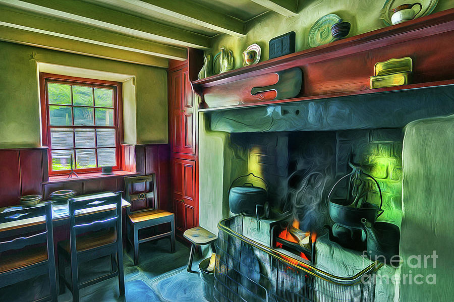 Cosy Cottage Oil Painting Mixed Media by Ian Mitchell