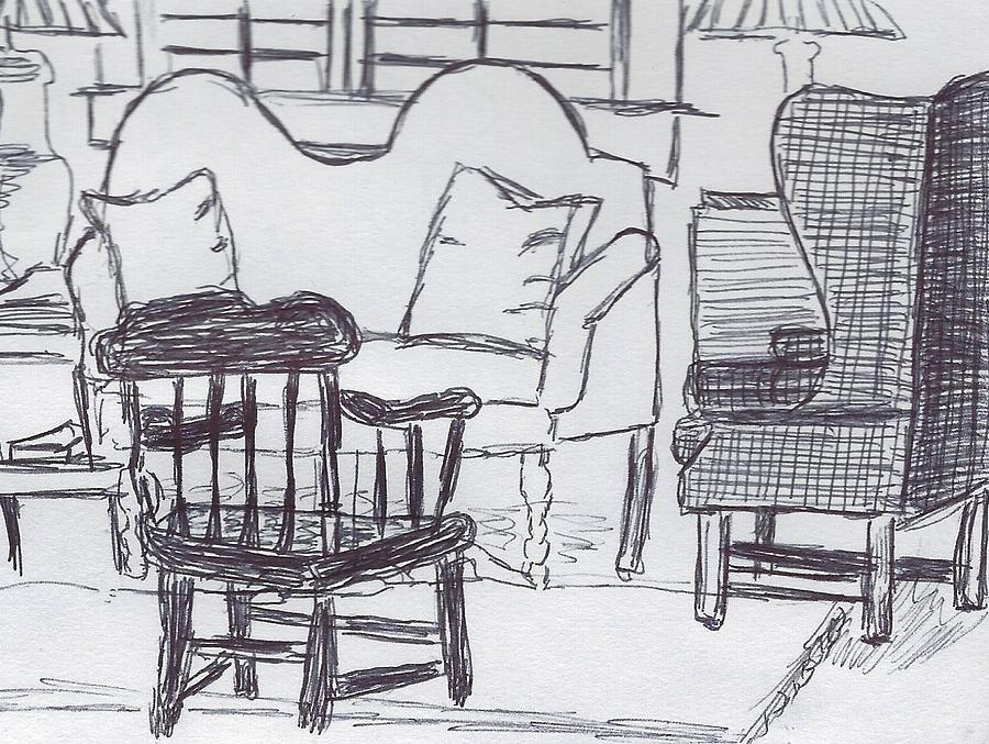 Cozy Furniture Drawing by Ali Baucom