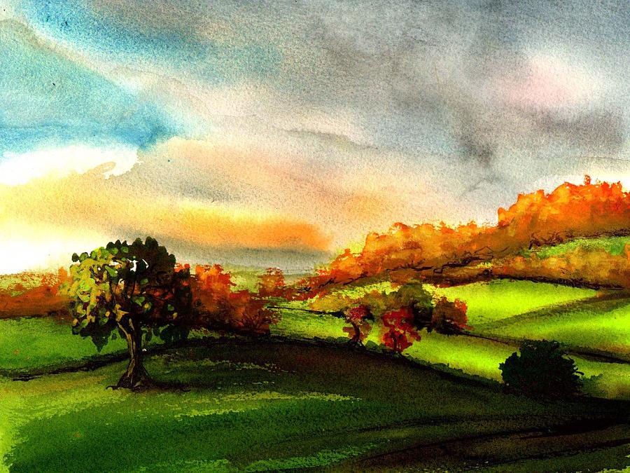 Cotswolds Autumn Sun Drawing by Andy Davey - Fine Art America