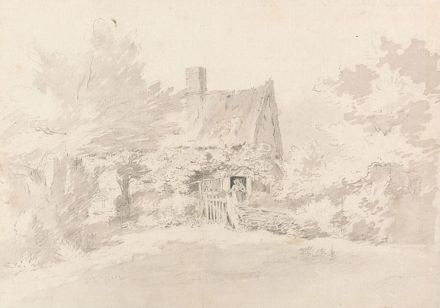 Cottage among Trees Drawing by John Constable