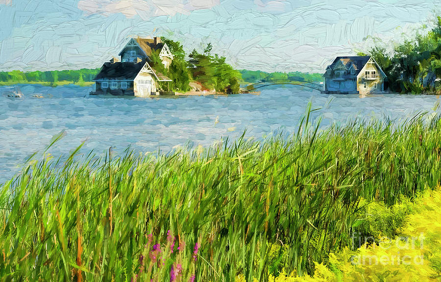 Cottage and a boathouse - painterly Photograph by Les Palenik
