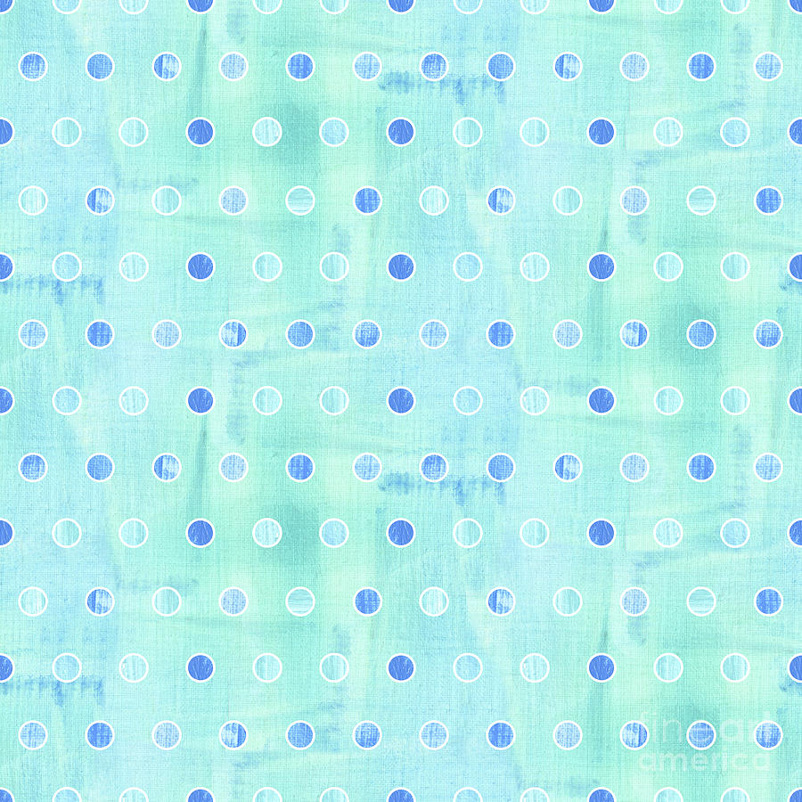 Cottage at the Shore Pattern Modern Watercolor Dots Painting by Audrey Jeanne Roberts