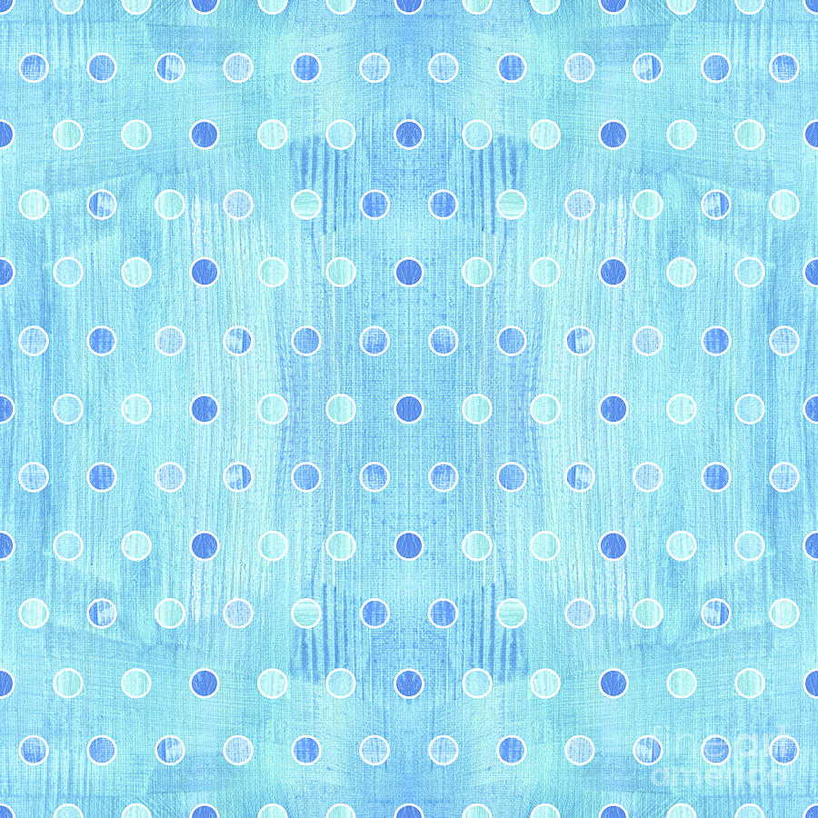 Cottage at the Shore Sky Blue Pattern Modern Watercolor Dots Painting by Audrey Jeanne Roberts