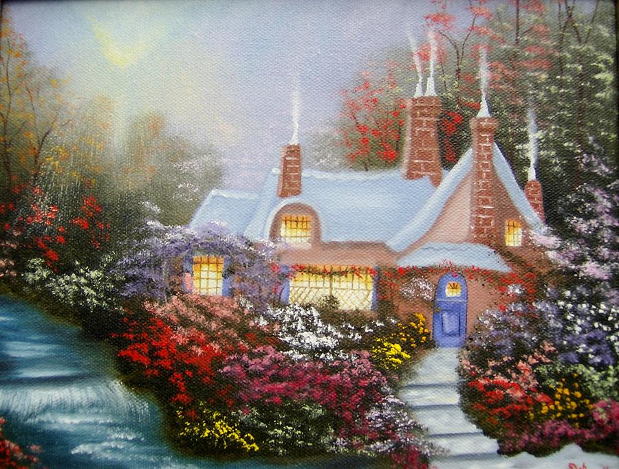 Cottage by the Creek Painting by Debra Campbell