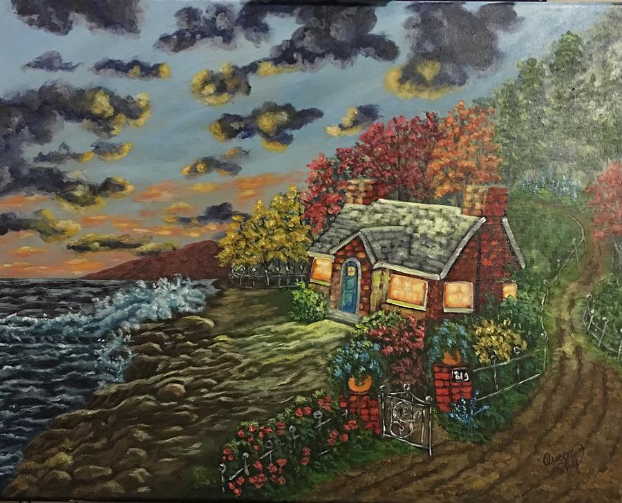 Cottage By The Sea Painting By Queen Of Arts Studio And Gallery
