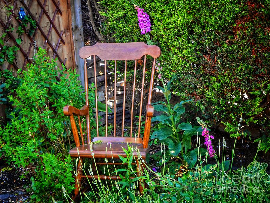 Cottage Garden Rocking Chair Photograph by Joan-Violet Stretch