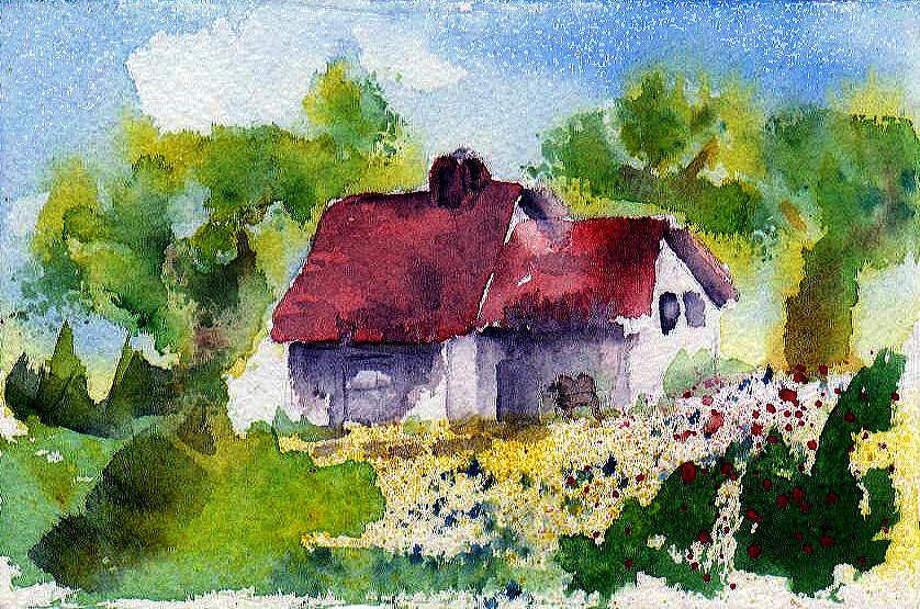 Cottage Home Painting by Anne Duke