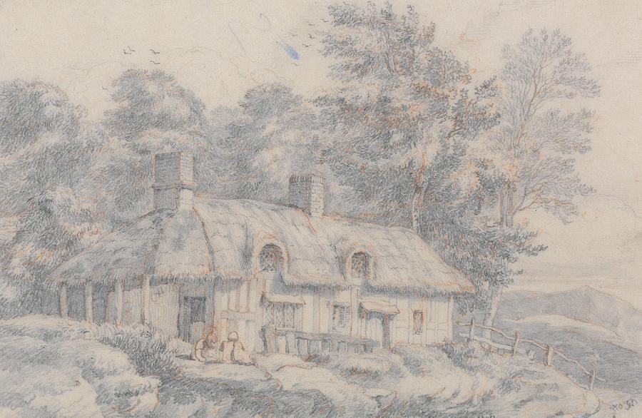 Cottage in Herefordshire Drawing by David Cox