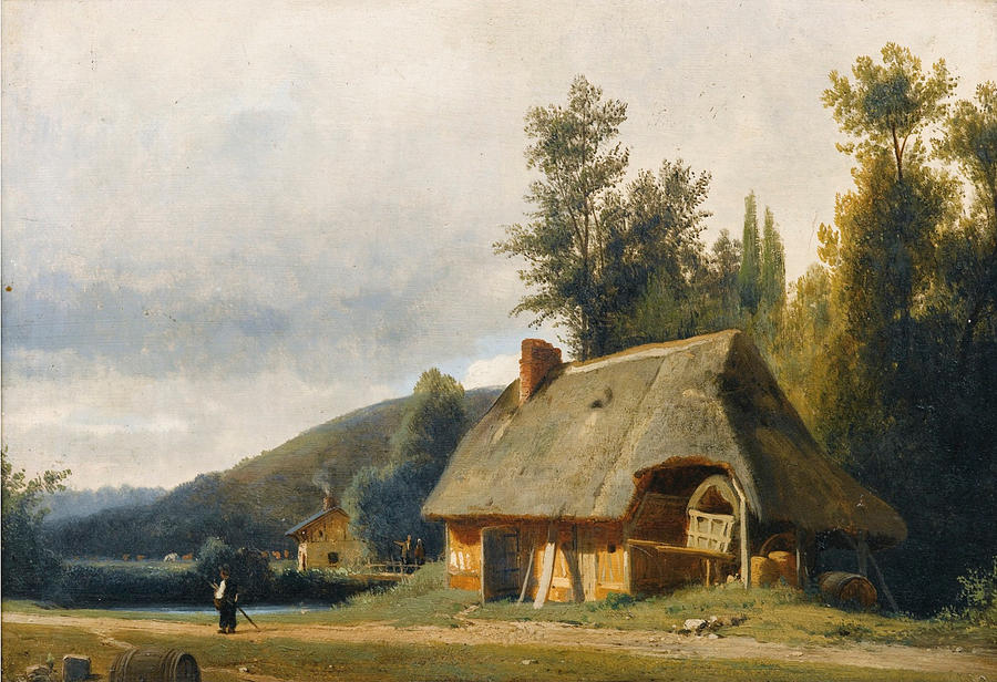 Cottage in the Countryside 1 Painting by Louis-Auguste Lapito