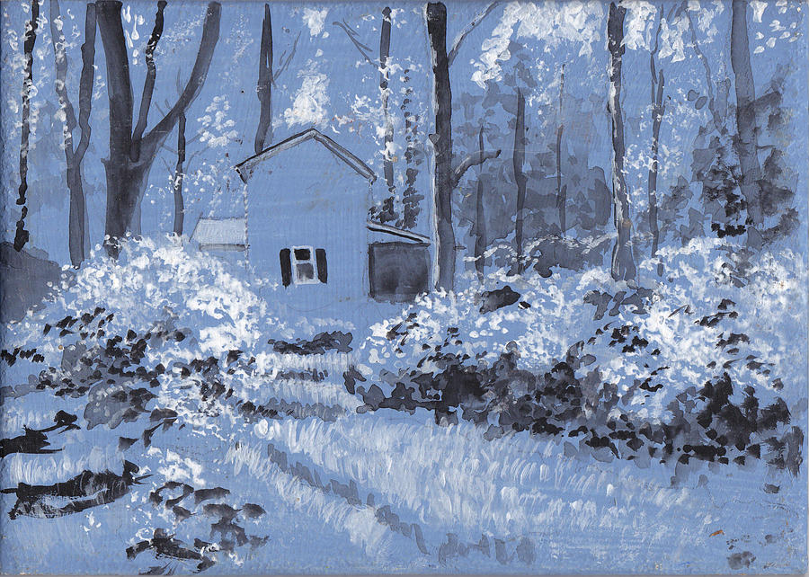 Cottage in the Woods Painting by David Zimmerman