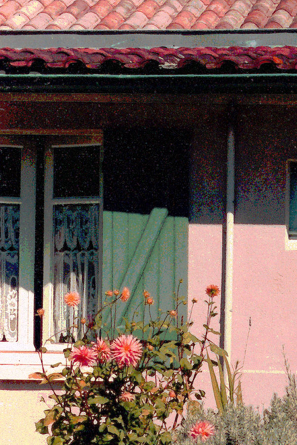 Cottage Lace Curtains And Dahlia Flowers Photograph By Linda Glenn