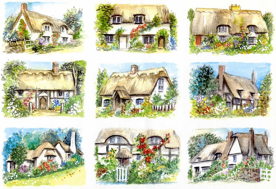 Cottage Minis Painting by Morgan Fitzsimons