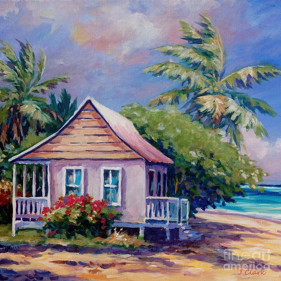 5x7 Green Cottage on the Beach Canvas Print / Canvas Art by John