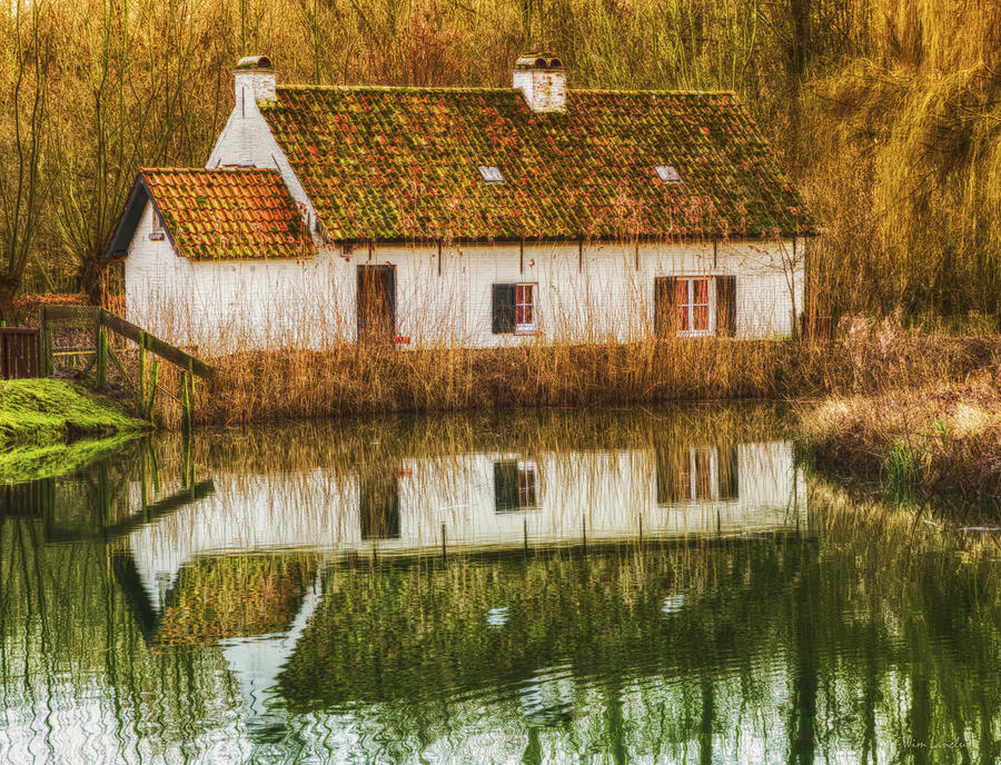 Fall Photograph - Cottage Reflection by Wim Lanclus