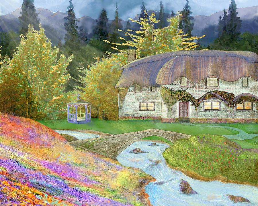 Flower Painting - Cottage by Victor Shelley