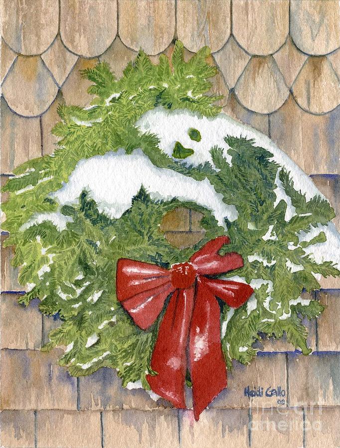 Christmas Card Painting - Cottage Wreath by Heidi Gallo