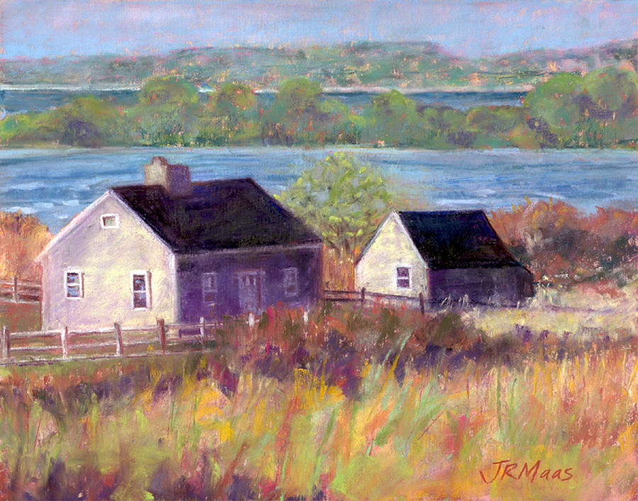 Cottages By The Bay Pastel by Julie Maas