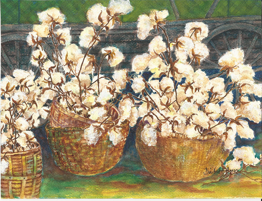 Cotton Basket Painting by Barbel Amos