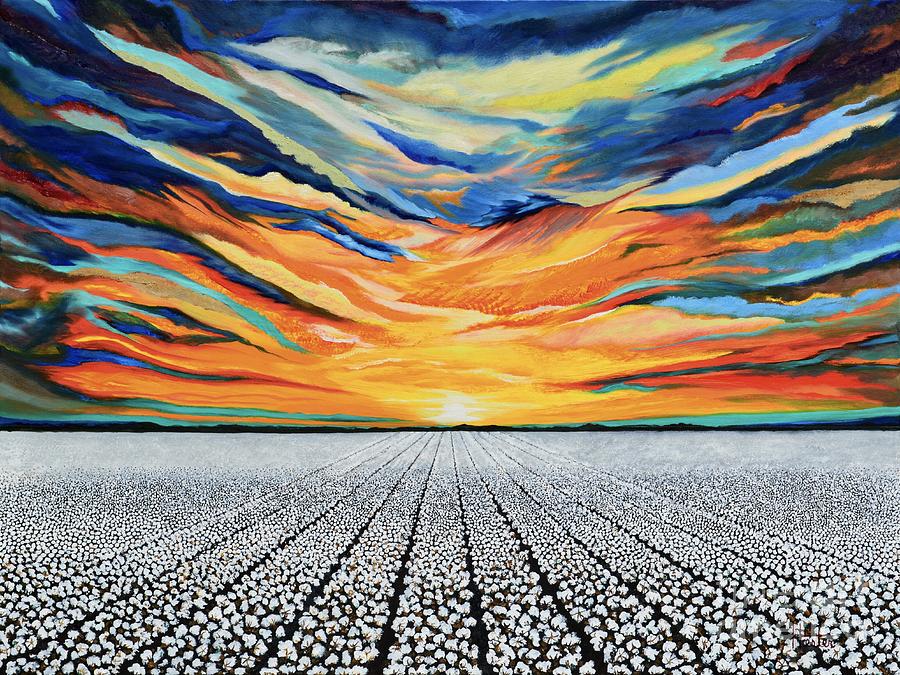 Sunset Painting - Cotton Belt by Terry  Hester