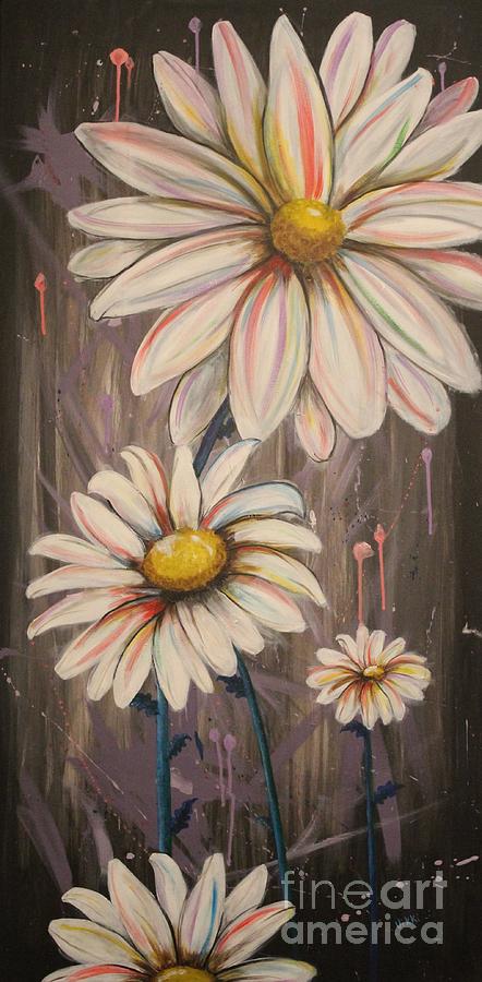 Cotton Candy Daisies Painting by Vikki Angel