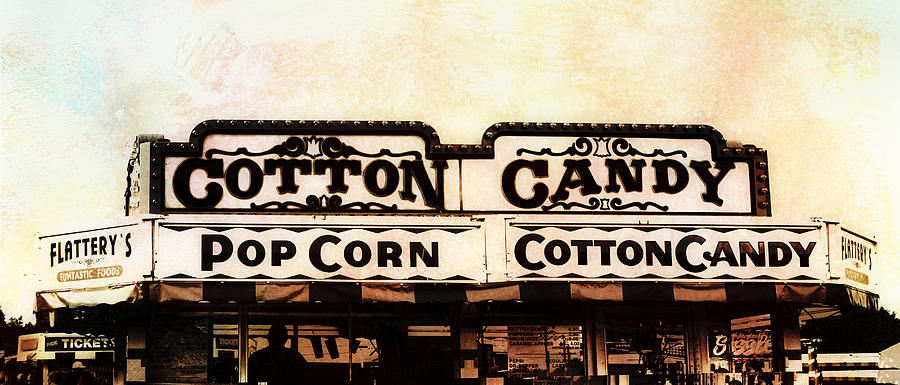 Cotton Candy Sign - textured photo art  Photograph by Ann Powell