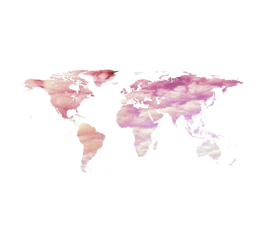 Cotton Candy Sky World Map Photograph by Marianna Mills