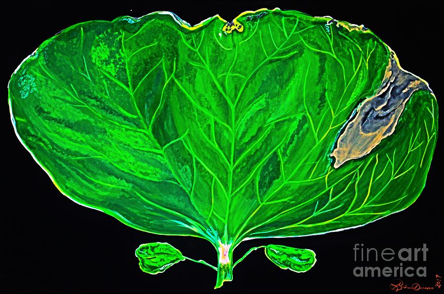 Cotton Sprout Leaf Painting by Barbara Donovan