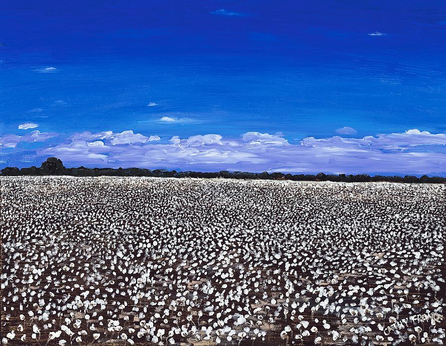 Landscape Painting - Cottonfields in Eastern Arkansas by Cathy France