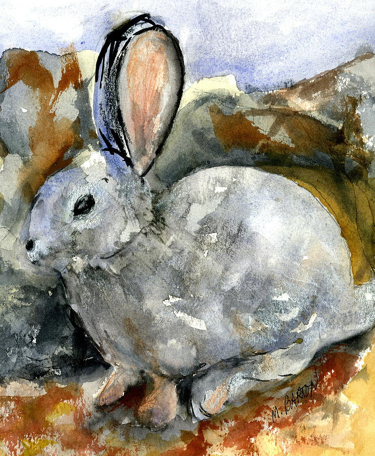 Cottontail in Camouflage Painting by Marilyn Barton