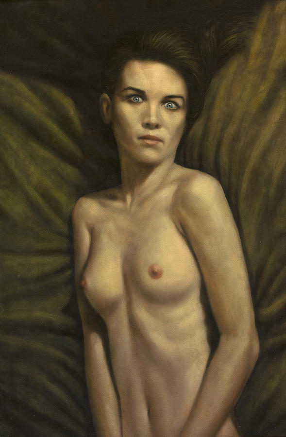 Nude Painting - Couched Woman with Big Eyes by James W Johnson