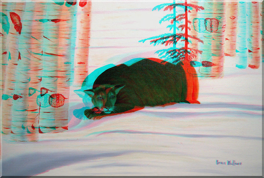 Cougar - Use Red-Cyan 3D glasses Photograph by Brian Wallace