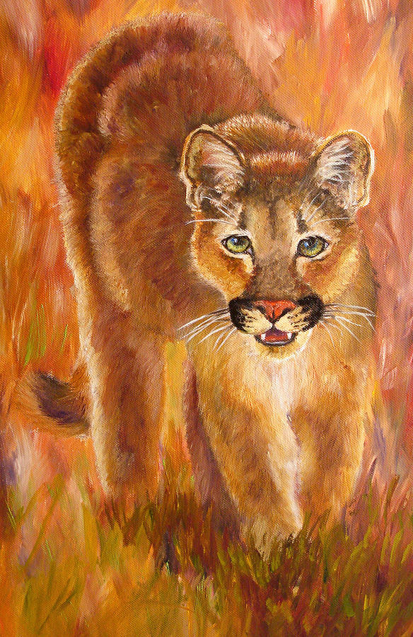 Cougar Bear Wildlife art Painting by Mary Jo Zorad