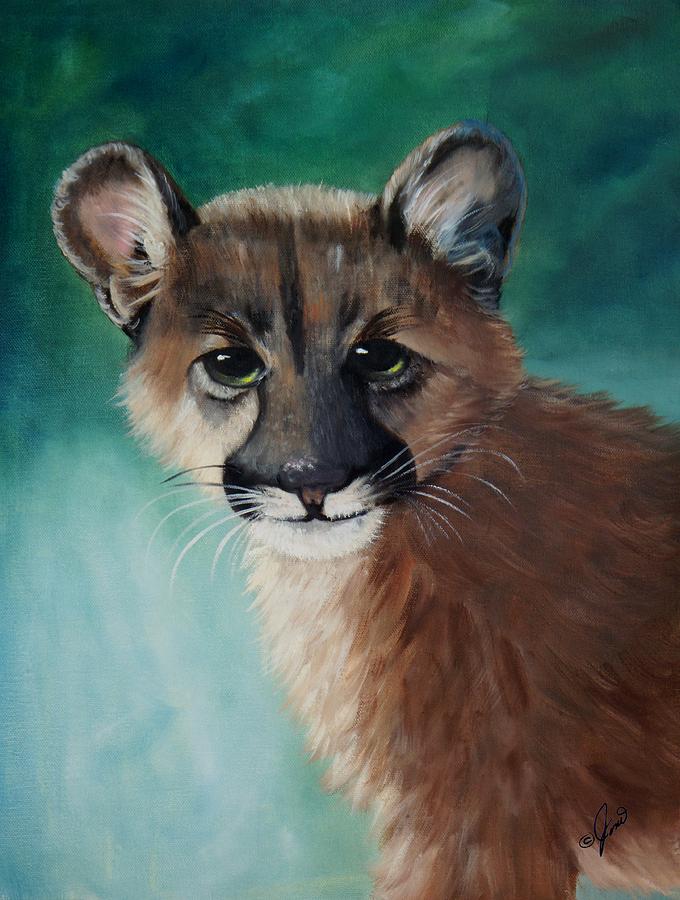 Cougar Cub Painting by Joni McPherson