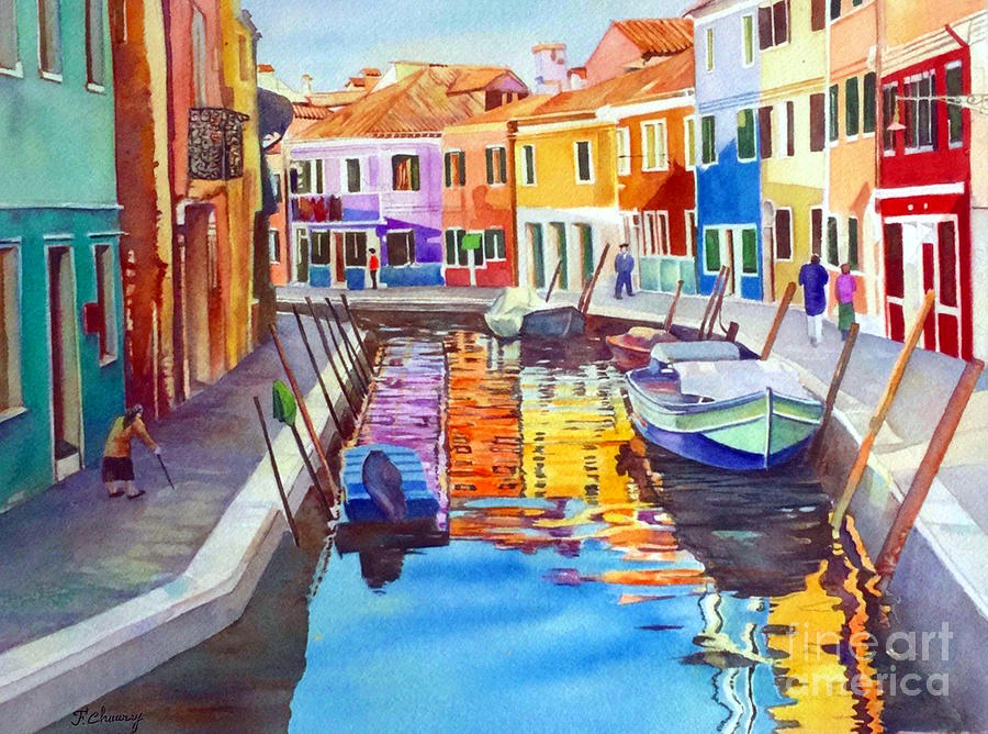 Burano Painting - Couleurs de Burano by Francoise Chauray