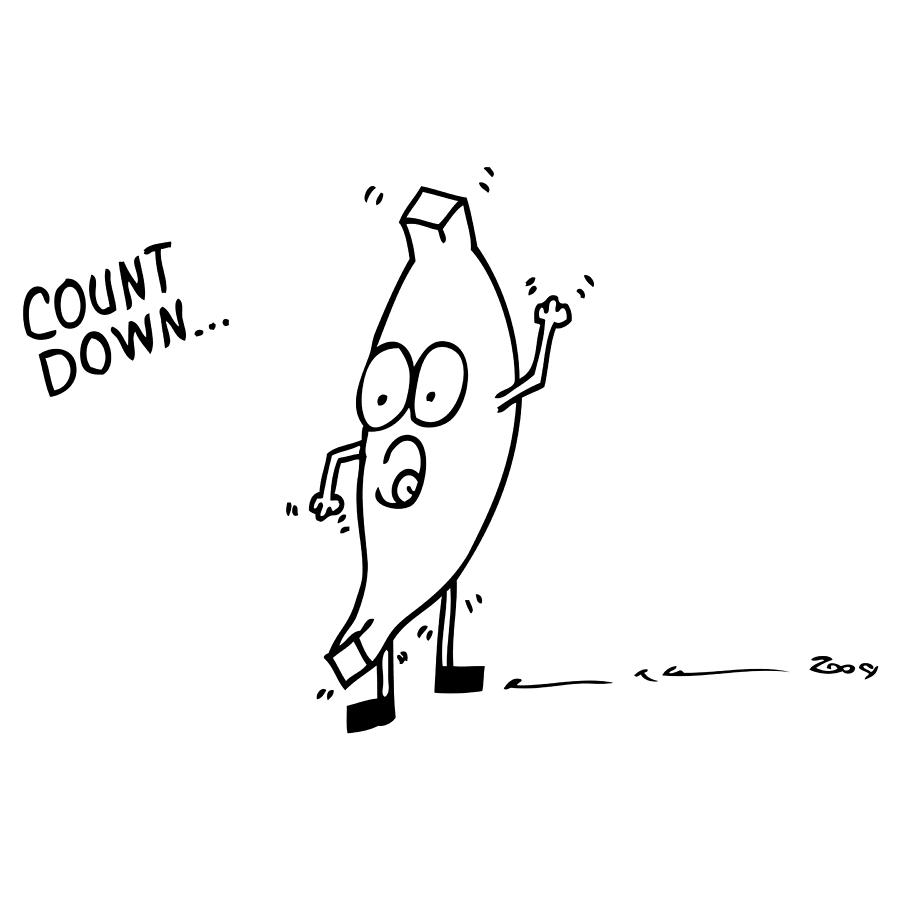 Banana Drawing - Count Down Comic by Karl Addison