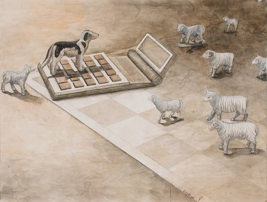 Counting Sheep Painting by Sandy Clift