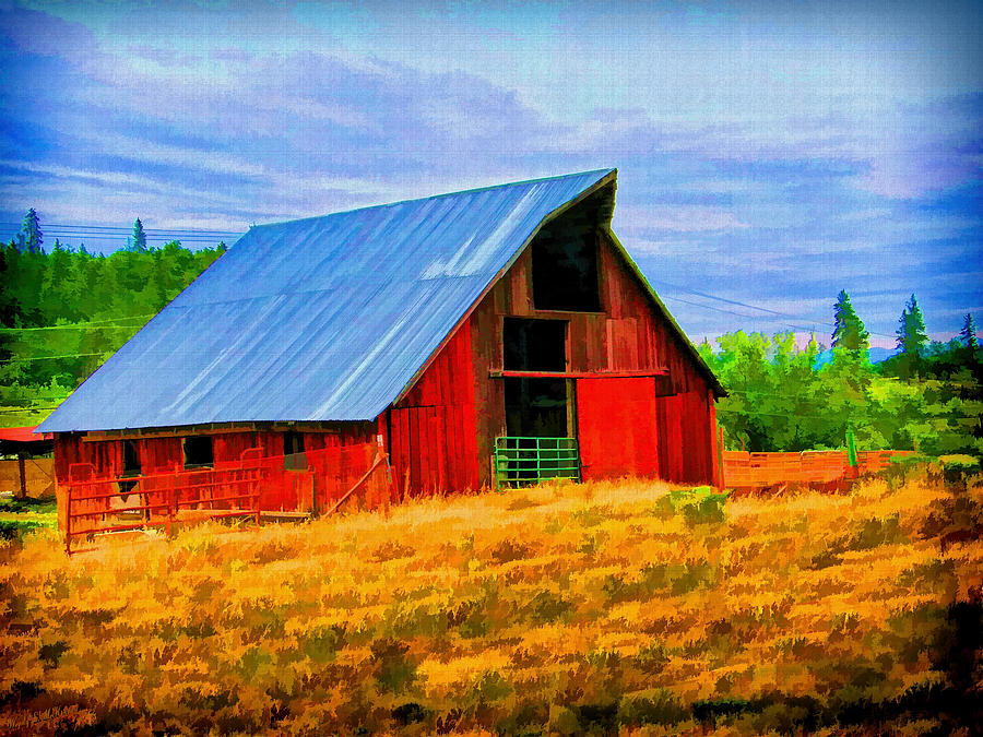 Country Barn painting Photograph by Wendy McKennon