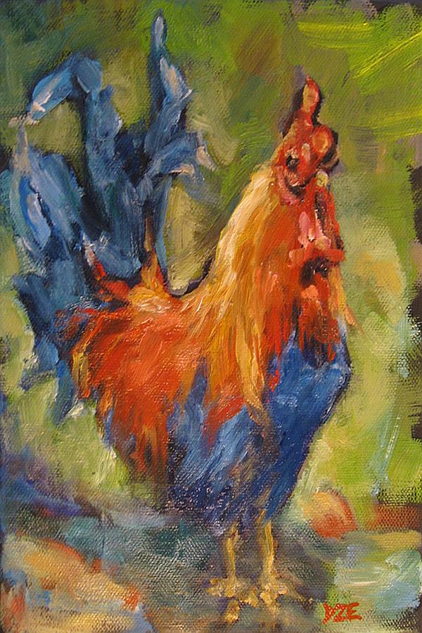Rooster Painting - Country Boy by Donna Ellery