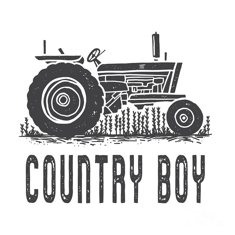 Country Boy Tractor Tee Digital Art by Edward Fielding