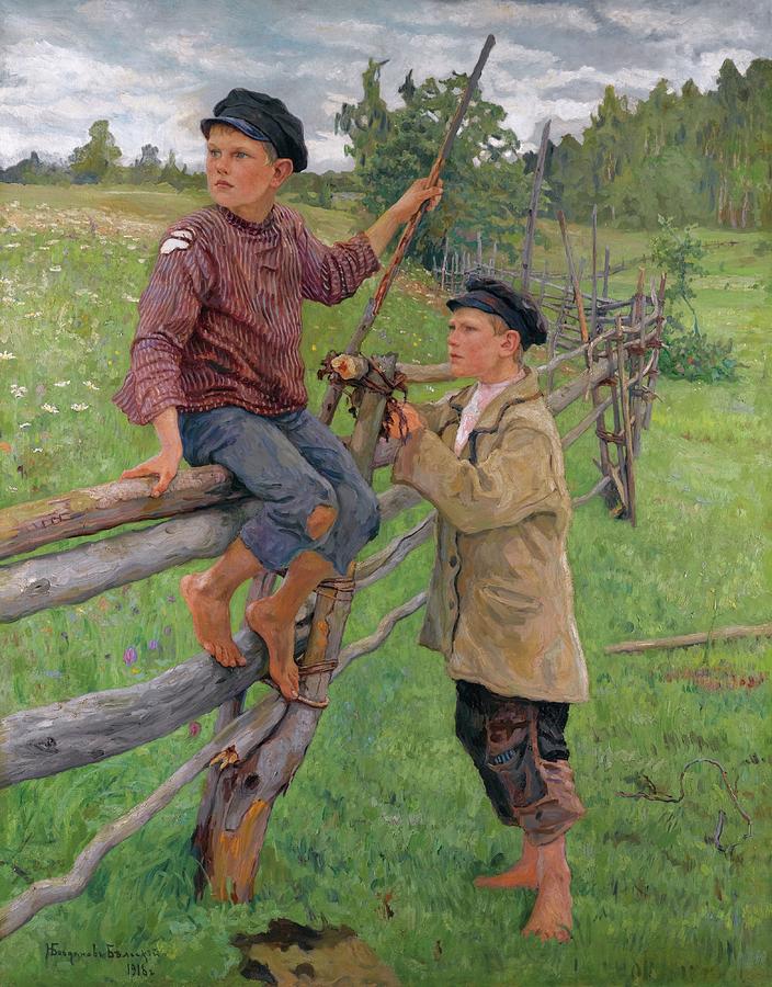 Country Boys Painting By Nikolai Petrovich Bogdanov Belsky