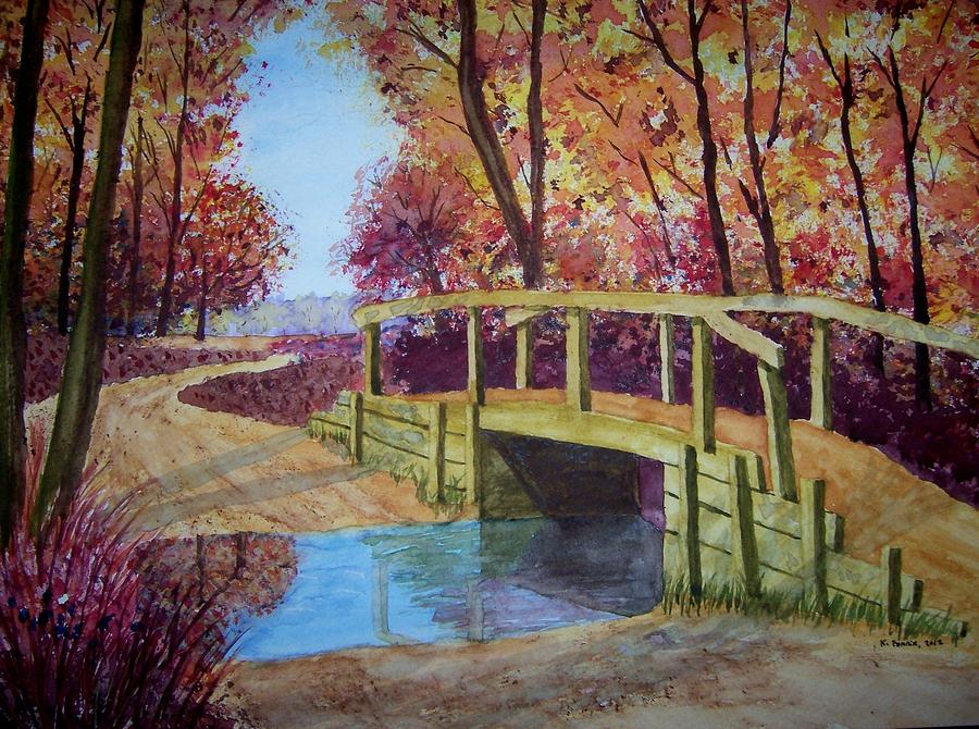 Country Bridge Painting by B Kathleen Fannin