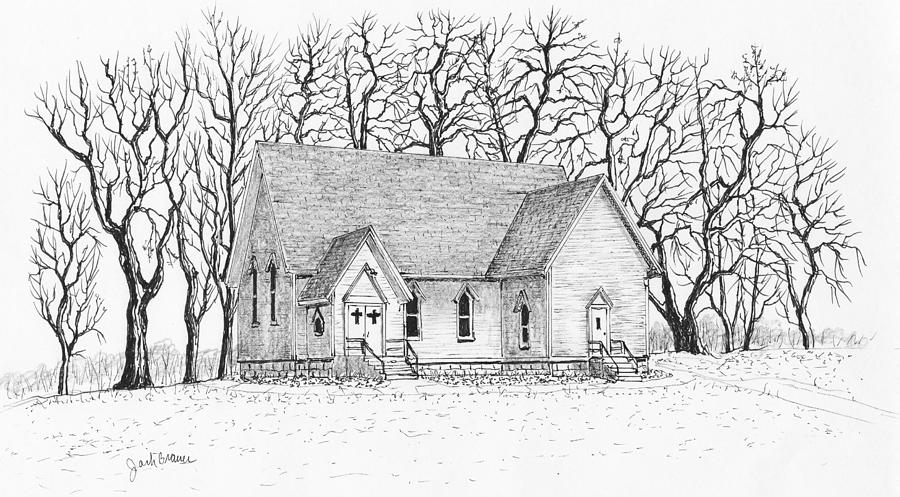 Country Church 1 Drawing by Jack G Brauer - Fine Art America