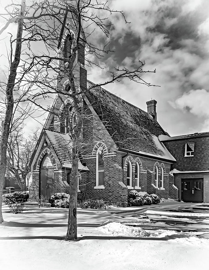 Winter Photograph - Country Church 2 bw by Steve Harrington